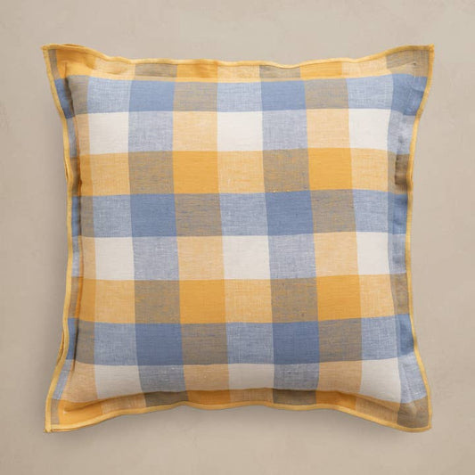 GINGHAM CHECKS LINEN PILLOW COVER